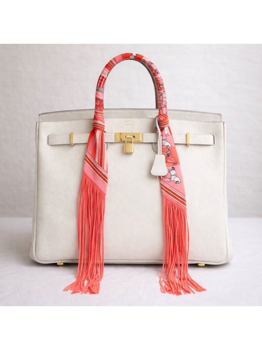 PINK PONY EQUESTRIAN FAUX LEATHER TASSELED SKINNY SCARF BAG HANDLE WRAP NECK TIE